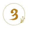 The number 3 with an ornamental circle around it in gold.