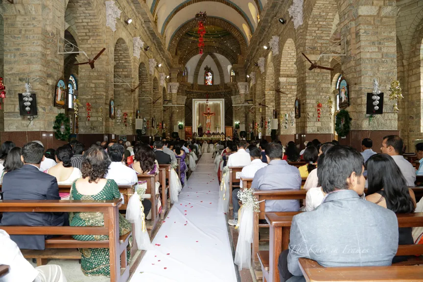 The congregation at a wedding mass held at St.Francis Xavier's Cathedral Bengaluru